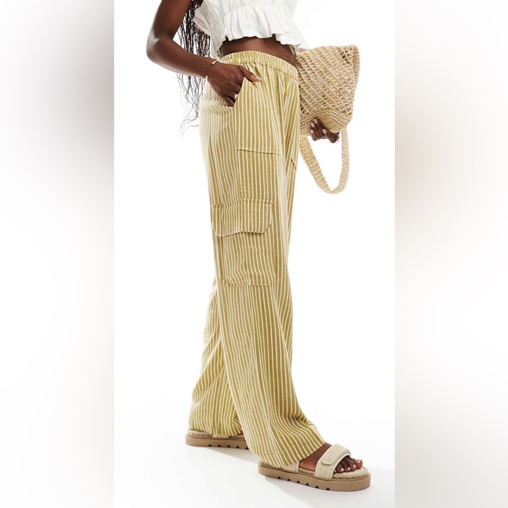 Noisy May Linen mix loose cargo pants